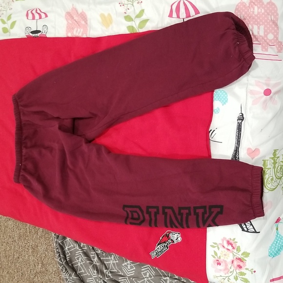 Maroon and black size medium womens sweatpants by pink - Picture 4 of 4